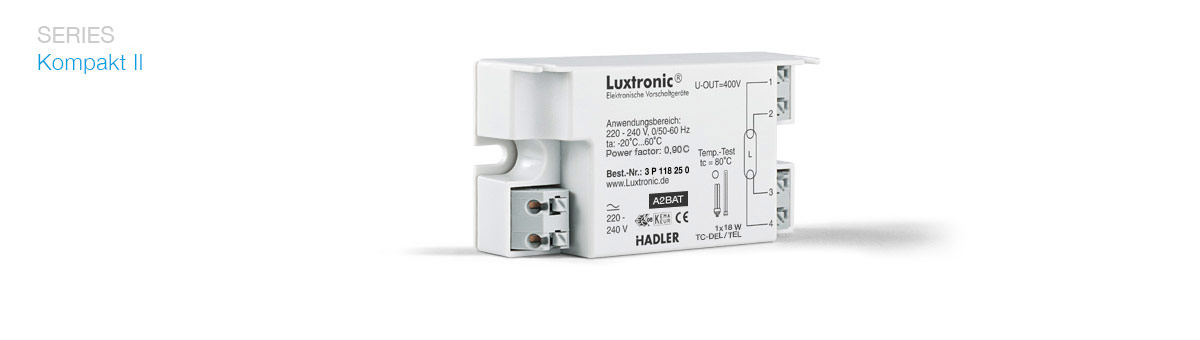 Electronic ballast compact for fluorescent lamps 18Watt TC DEL TEL series Kompakt II EVG with PFC Luxtronic 3P118250