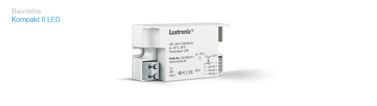 Luxtronic LED-Treiber 15 Watt 320-700mA SELV PFC-Baureihe Kompakt II 3C115171